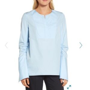 NWOT Lewit Bell Sleeve Poplin Blouse